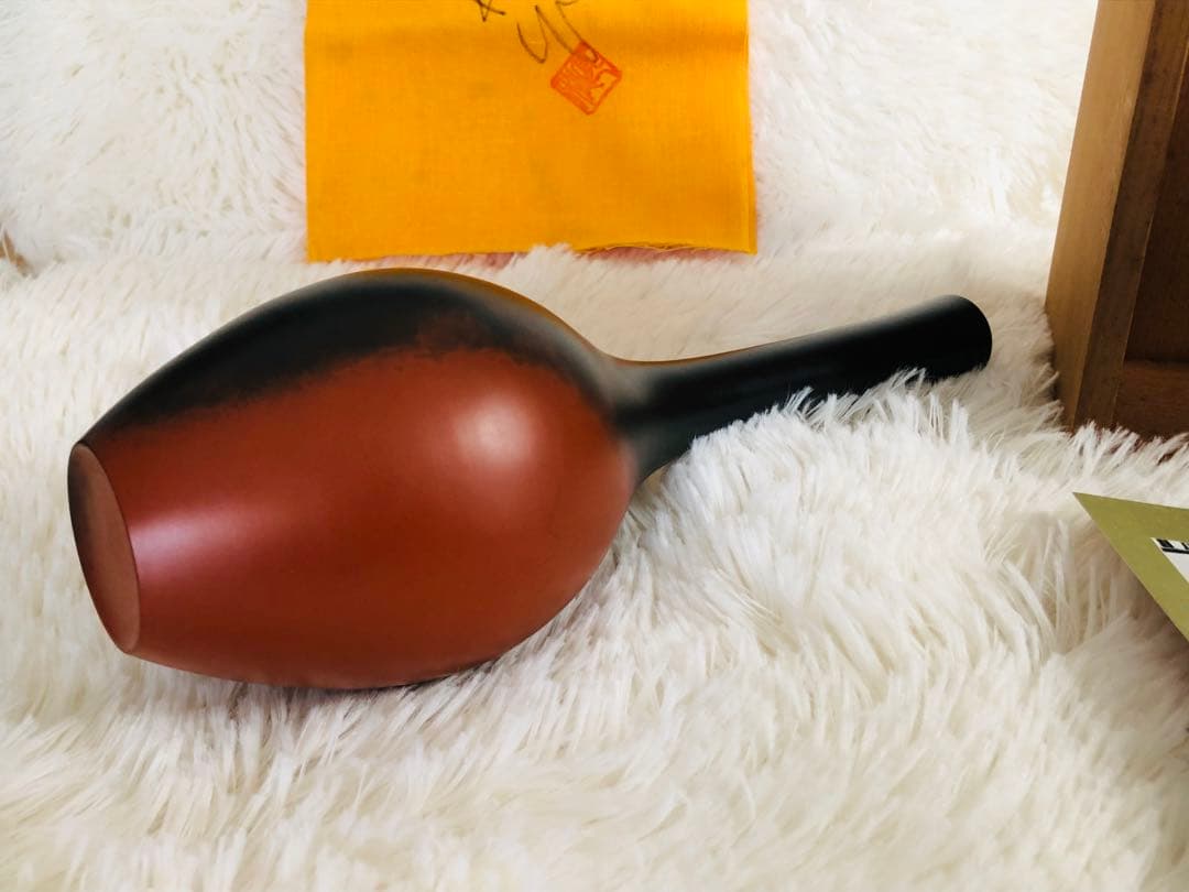 伝統工芸士：伊藤実（甚秋）作　一輪生　常滑焼 共箱・共布栞付き 高２５ｃｍ