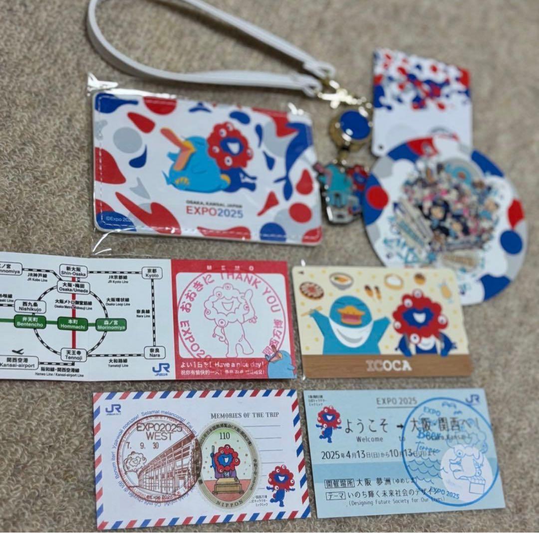万博 記念ICOCA カード 合皮パスケース 記念切手 ミャクミャク 5点