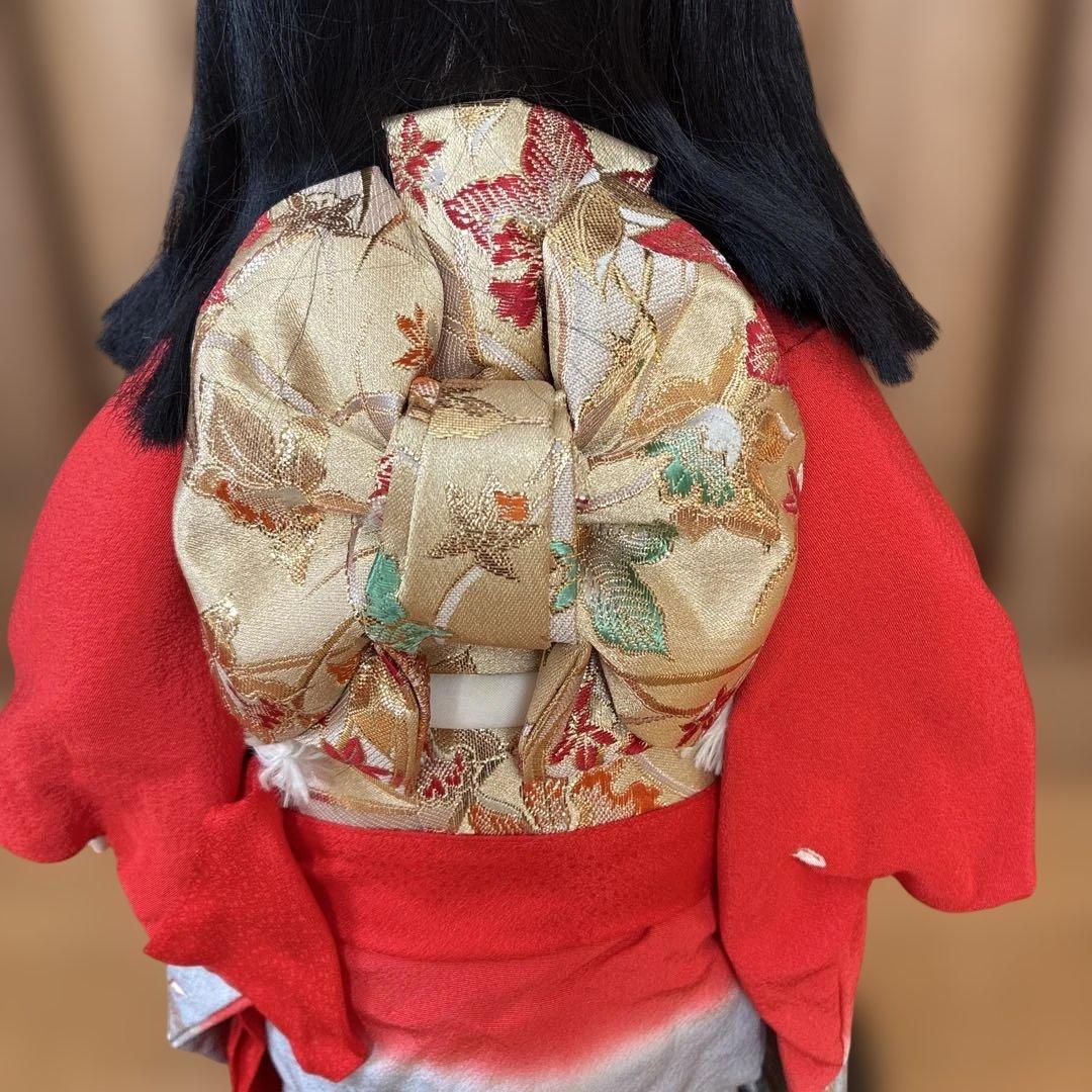 市松人形 赤い花柄 ［松乾斎東光作］