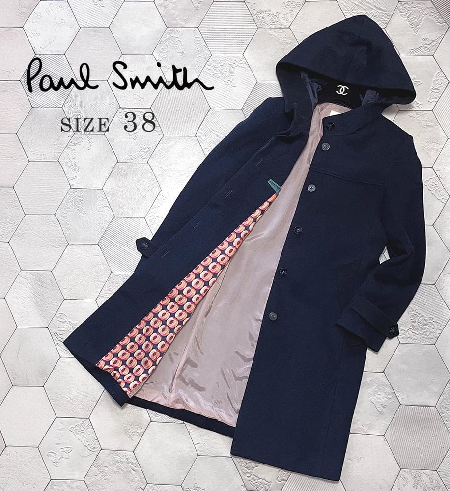 美品✨ ポールスミス フード ダブル コート ネイビー 大きいサイズ 42
