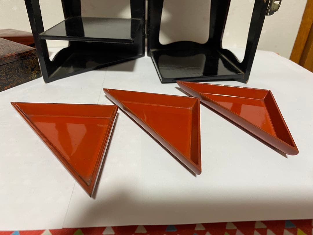 ♢明治時代工芸品 花見 野立て用 四段携帯弁当箱 提重