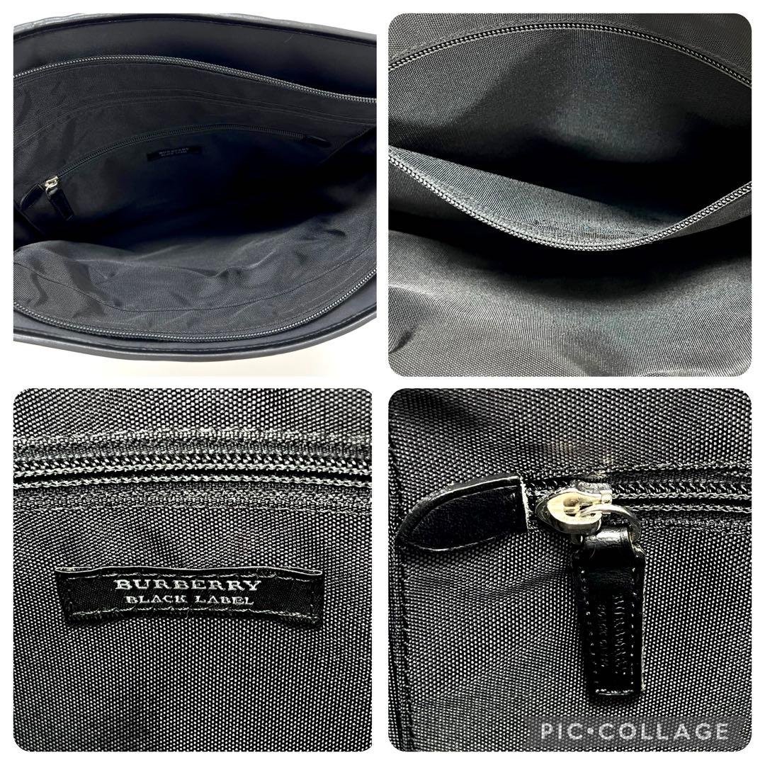 バーバリーブラックレーベル　ビジネスバッグ　ナイロン　レザー　チェック　ブラック