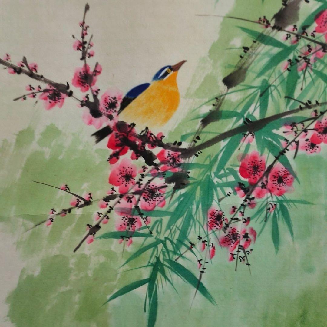 梅蘭芳 花鳥図 中堂掛軸｜防伪仕様｜梅・竹・花鳥｜縁起物｜床の間・和室装飾