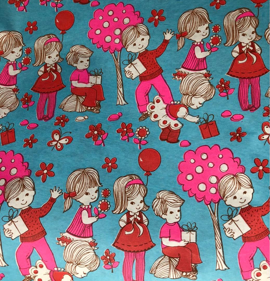 ヴィンテージ包装紙12m子供柄ラッピングペーパー ロール紙もの