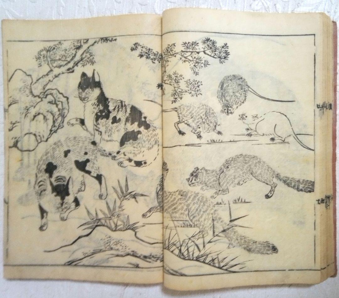 草木鳥獣諸職繪手本(黒摺り版画本)紀朝臣敏作画、伊舟屋善兵衛板、文政