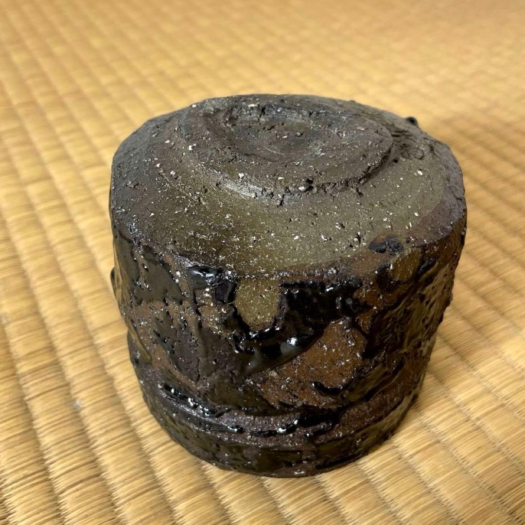 XG531 陶芸家・天狗寺陶白人 ・引出黒茶碗・銘『玄苔』・共箱・茶碗