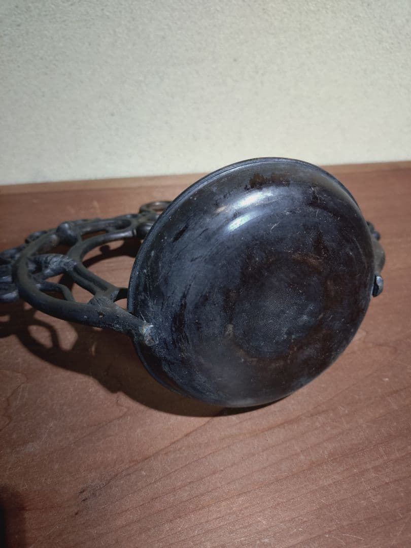 銅製 吊るし 蓮弁紋 灯火器一対 花器 花入れ 古道具 古民具 行