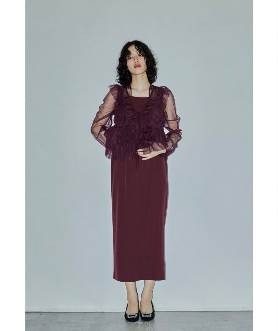 期間限定値下げ】niana フリルペンシルドレス ボルドー