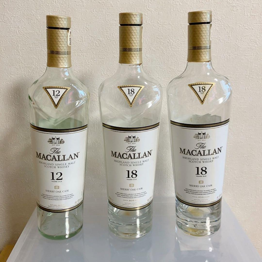 MACALLAN マッカラン 空瓶18年 12年 6本セット 化粧箱付