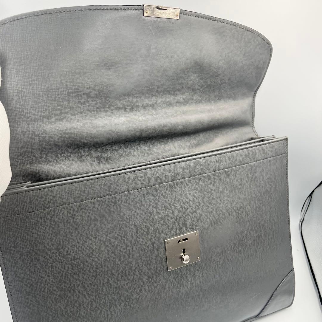 【希少カラー】Valextra ブリーフケース　ビジネスバッグ　2室　グレー