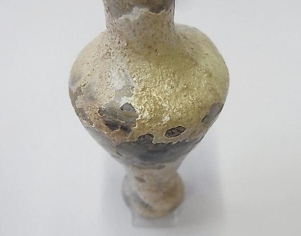 ☆Y1417☆古代 ガラス 化粧小瓶 銀風化 アイライン顔料壺 ローマ出土