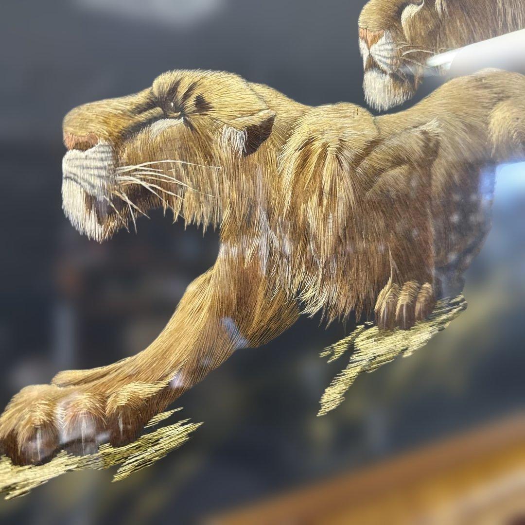 刺繍アート 昭和レトロ 縁起物 ライオン ，中国， - 絵画オンライン で