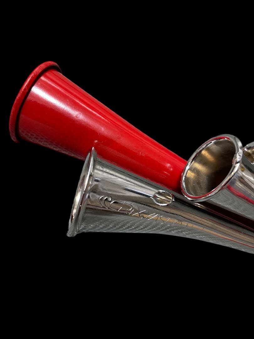 応援用4連ホイッスル シルバー/レッド CRIX YASUDA チアホーン