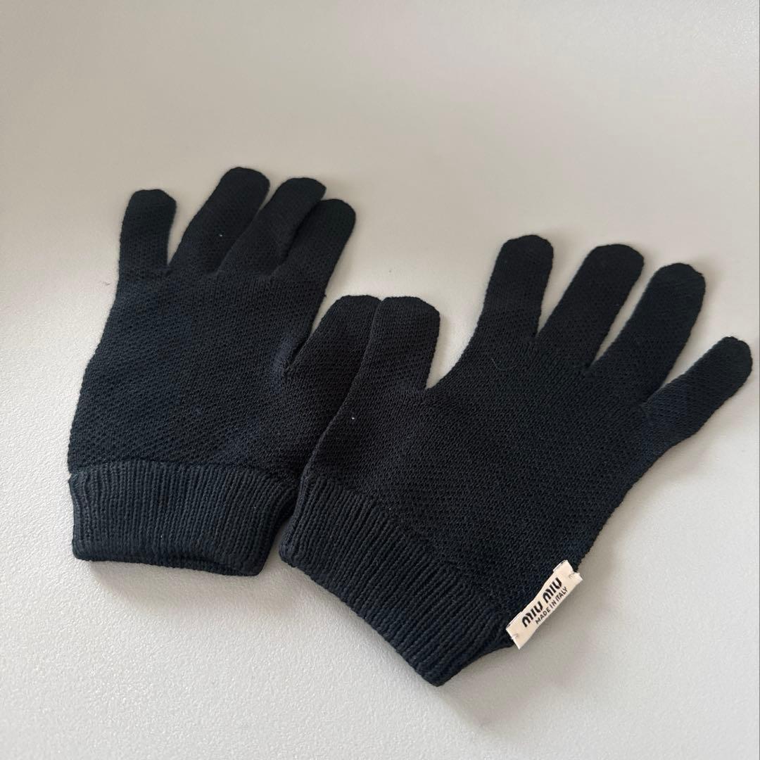 新品未使用 miumiu ミュウミュウ 手袋 黒 グローブ - メルカリ