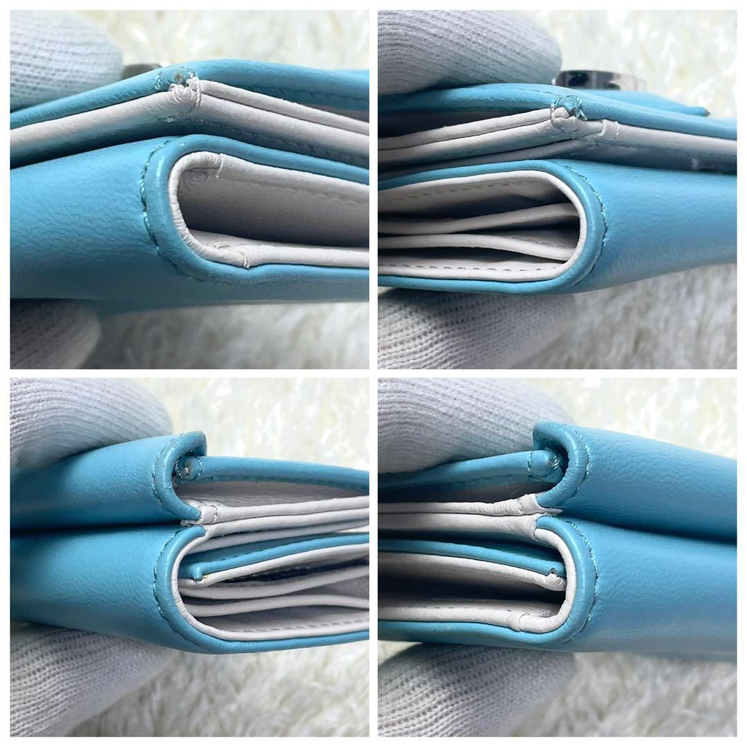 未使用に近い ヴィヴィアンウエストウッド 折財布 ブルー 三つ折り財布