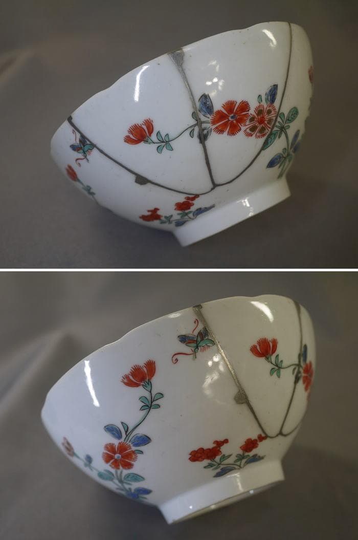 古伊万里 色絵 碗 鉢 柿右衛門手 撫子文 色絵五弁花見込