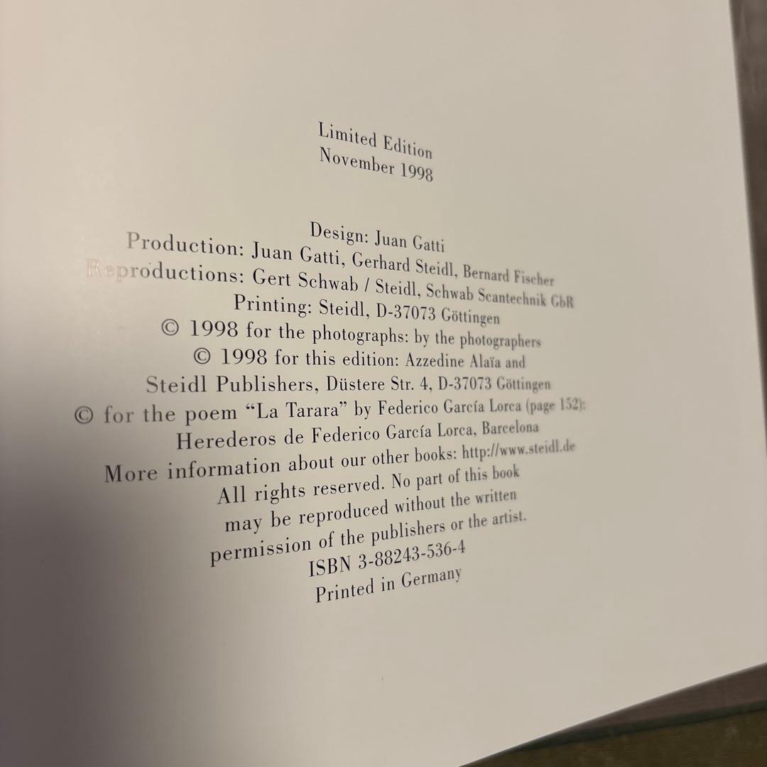 ALAÏA /steidl出版 1998大判写真集 ★絶版★