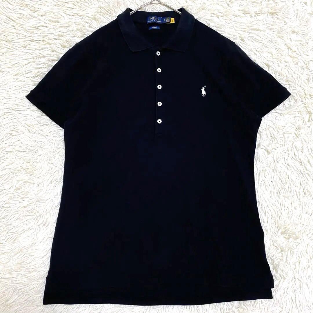 【極美品✨】ポロラルフローレン スリムフィットストレッチポロシャツ 現行 黒XL