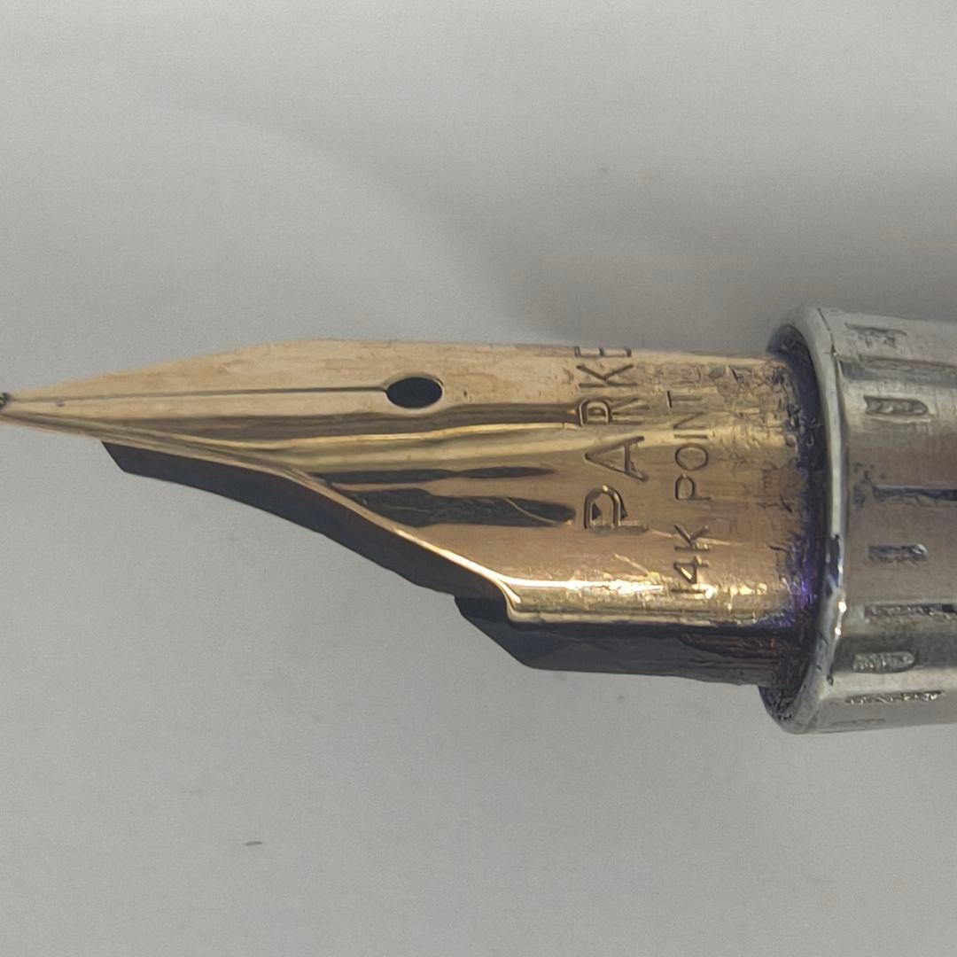 Parker ペン先14Kゴールド チェック柄 万年筆 スターリングシルバー