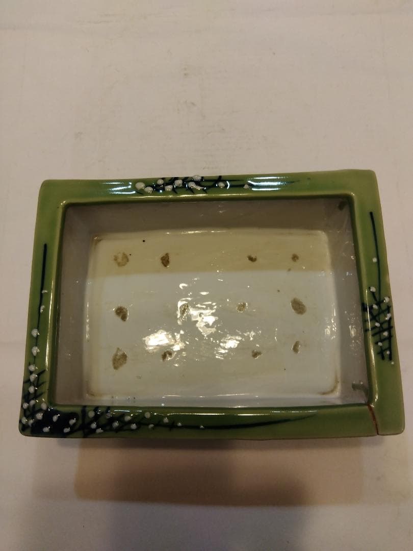 大幅値下げ、アンティーク レトロ水盤花活け 角皿足付き