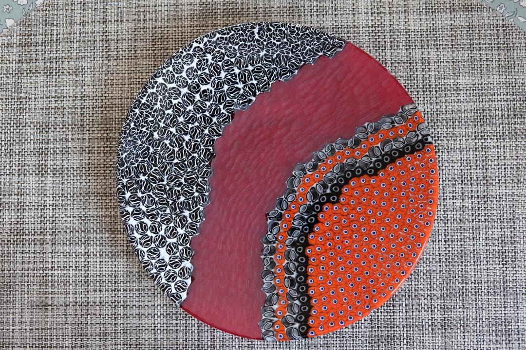 ベネチアングラス ミルフィオリ プレート ムリーニ ガラス 江波冨士子