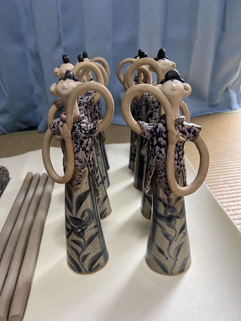 【珍品】神輿雛人形　青芳人形砥部焼　雛人形10体セット　青芳窯　森元青芳