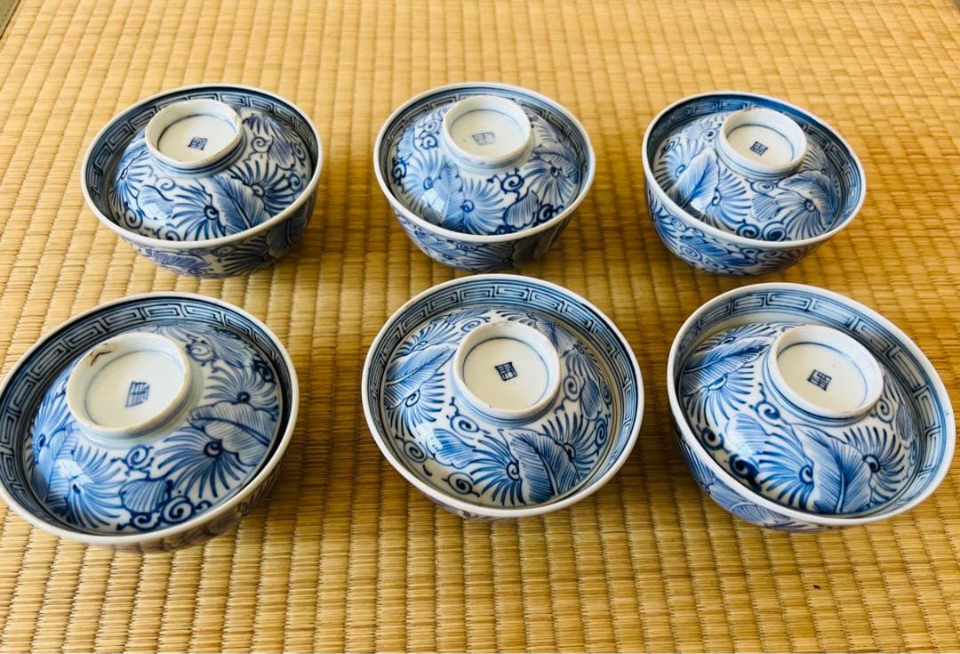 セール中！【江戸茶碗6個】茶碗セット 小 蓋茶碗 アンティーク 骨董