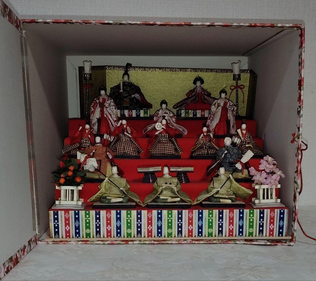 「職人技 」和紙製 雛人形　五段飾り　千代紙　コンパクト　雛飾り ひな祭り