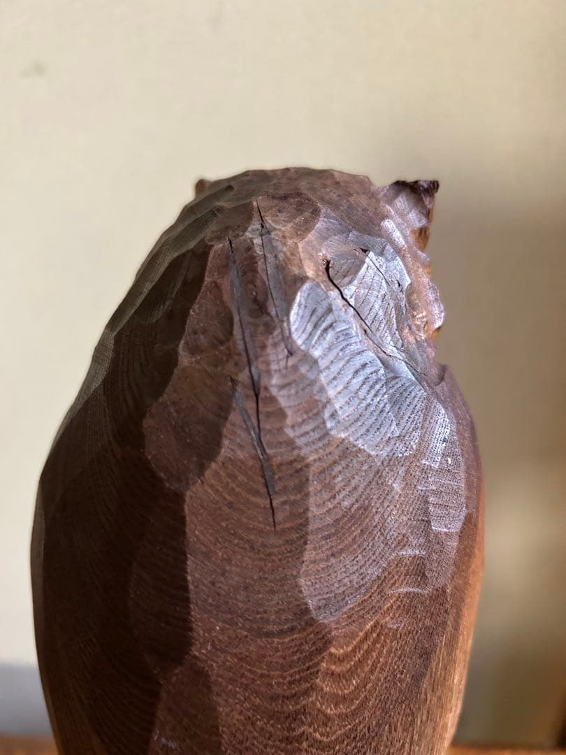 フクロウの木彫彫刻 大場貞義（貞光）作 【縁起物 希少逸品】送料込み