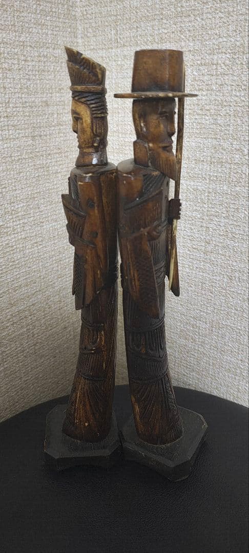 アンティーク 天然角製 人物像 セット 彫刻 置物
