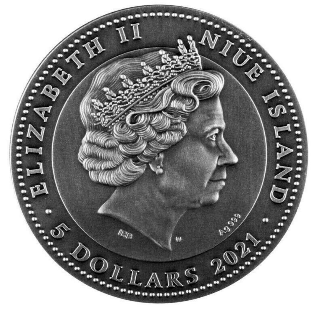 訳アリ）2021年ニウエ 武士道 2オンス純銀コイン（アンティーク仕上げ