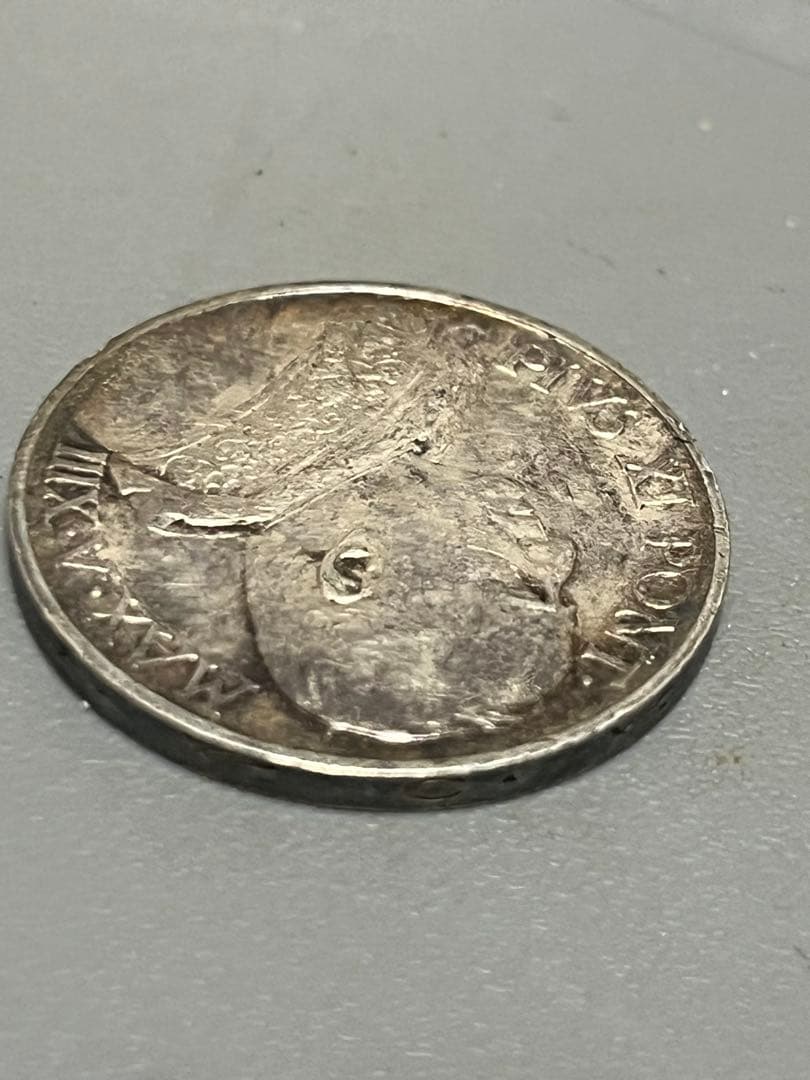 イタリア バチカン 10リラ 銀貨 ピオ6世 未使用 フィレンツェ購入 招