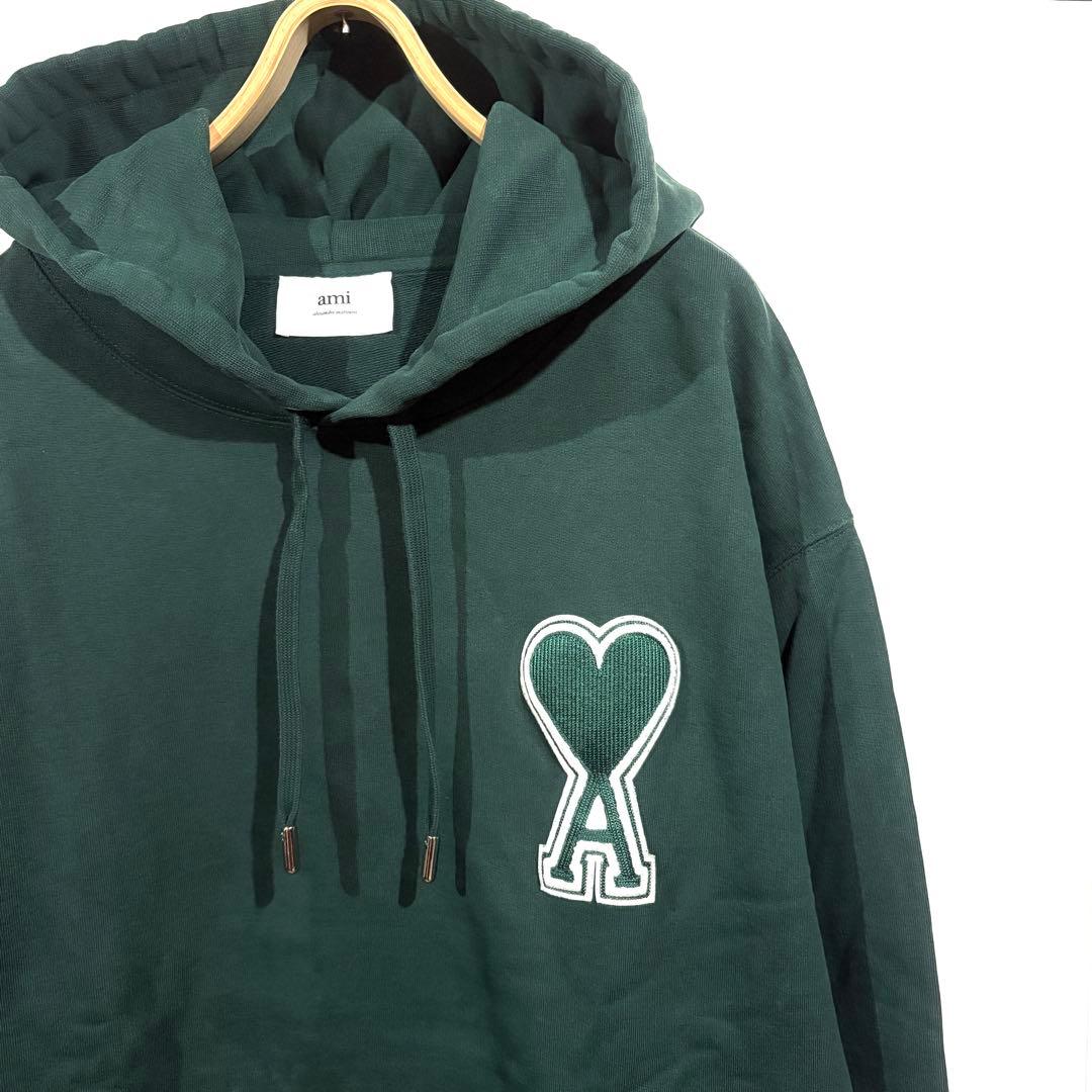 ami paris / プルオーバーフーディー / デカロゴ / グリーン