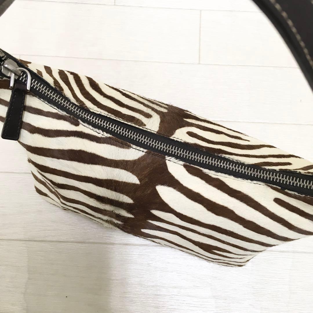 ☆超美品・白タグ付☆PRADA SIRIO ハラコ ゼブラ アクセサリーポーチ