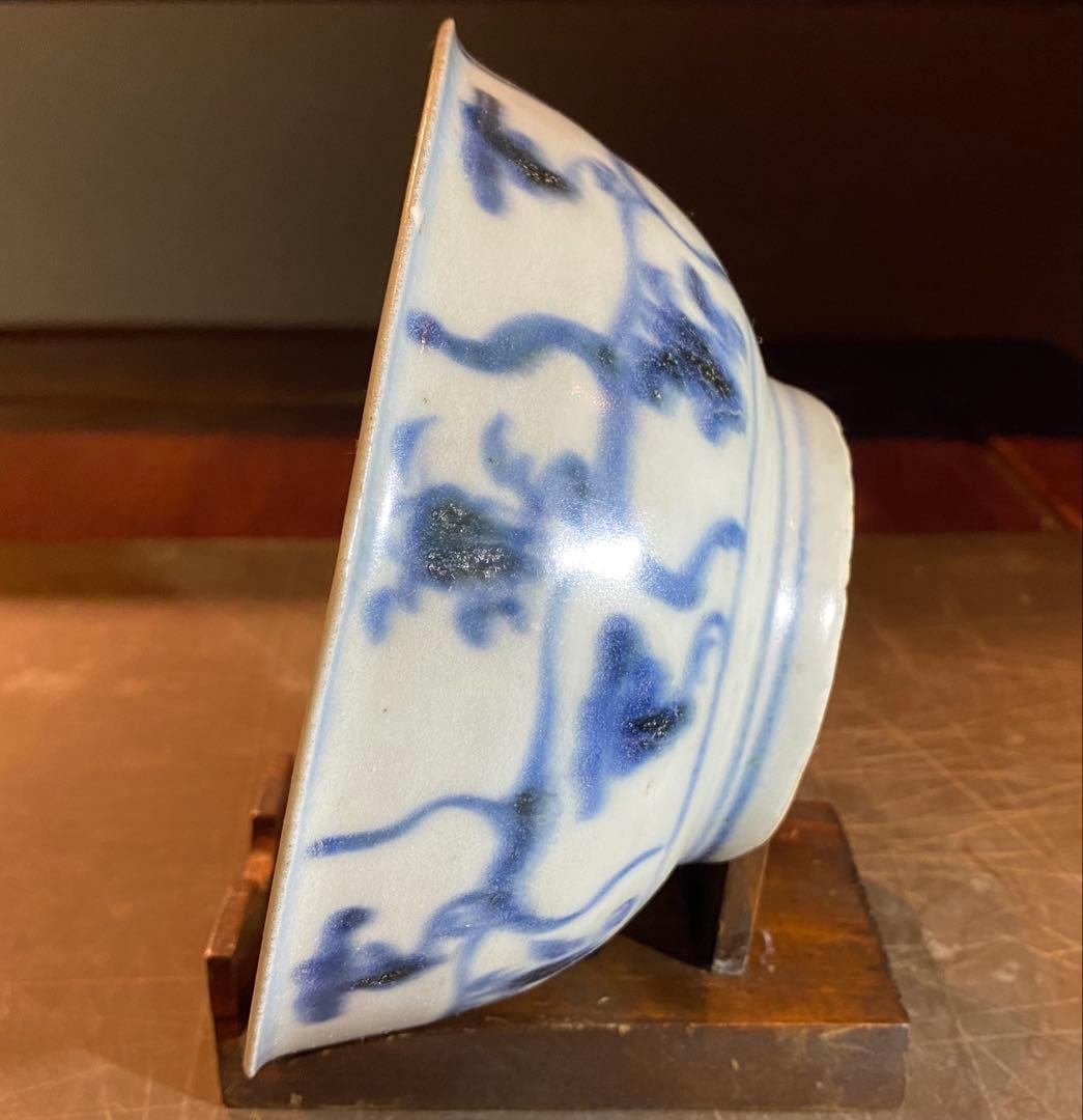 福建省徳化窯 染付絵皿 鑑賞台付 沈船品 ヴィンテージ レア ・