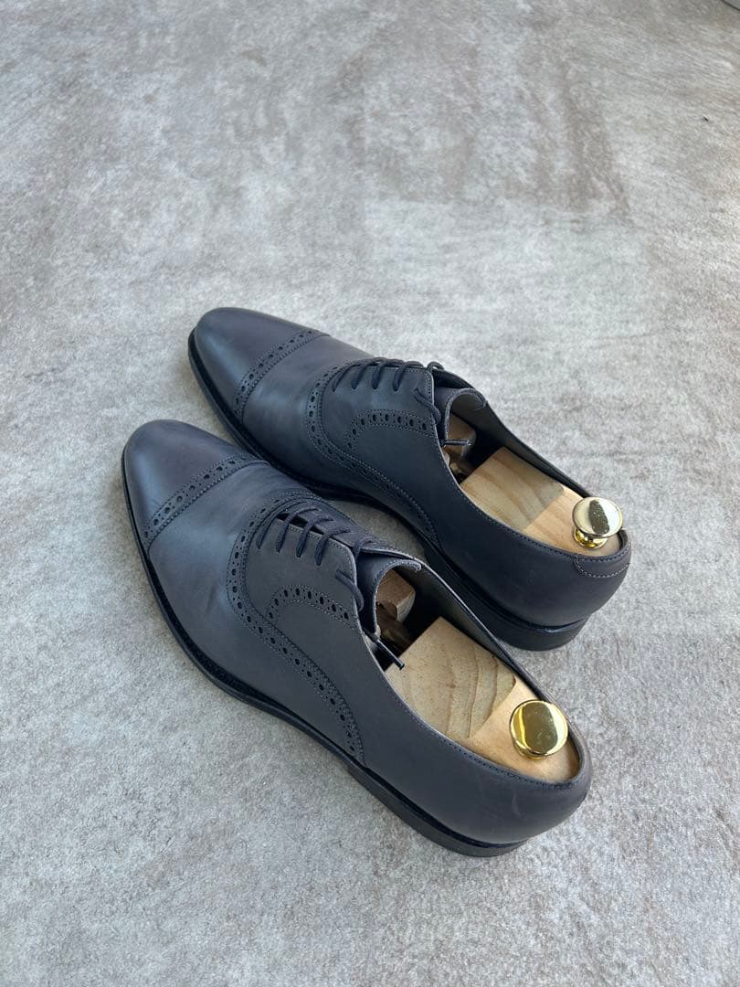 【美品】ジャランスリワヤ　クォーターブローグ　グレー　シューキーパー付