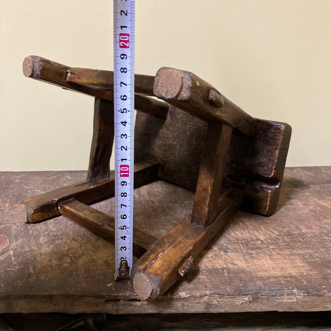 中国 朝鮮 李朝 その1 木製小さな踏み台 肘掛 花台 スツール 古民具 骨董