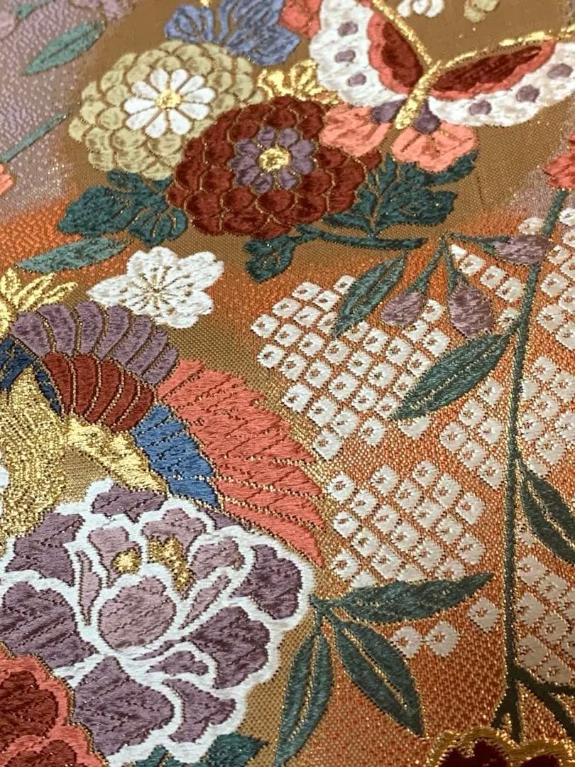 豪華な花柄 袋帯 金糸使用 振袖 成人式