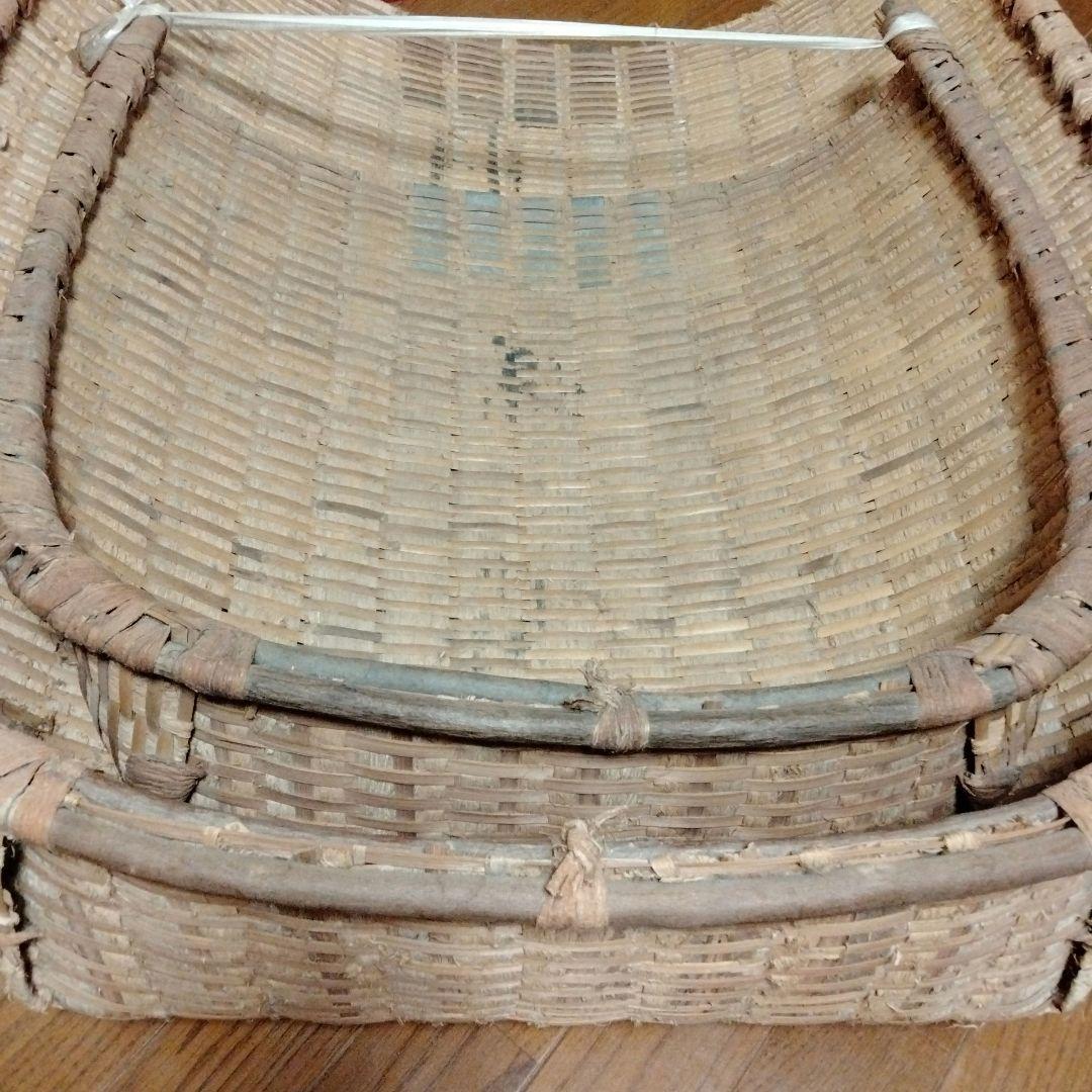 超特大サイズ 藤箕 竹ざる 4点セット レトロ 貴重 ヴィンテージ 古道具 竹
