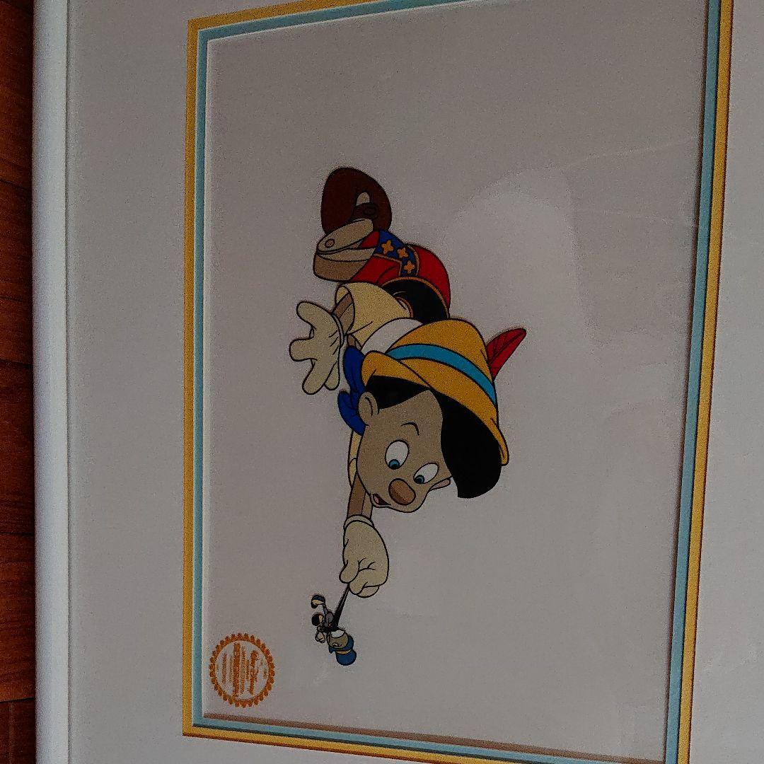 ディズニー セル画ディズニーセル画ピノキオ ディズニー セル画「ピノキオ&ジミニー」額縁2種選択可 展示用フック付