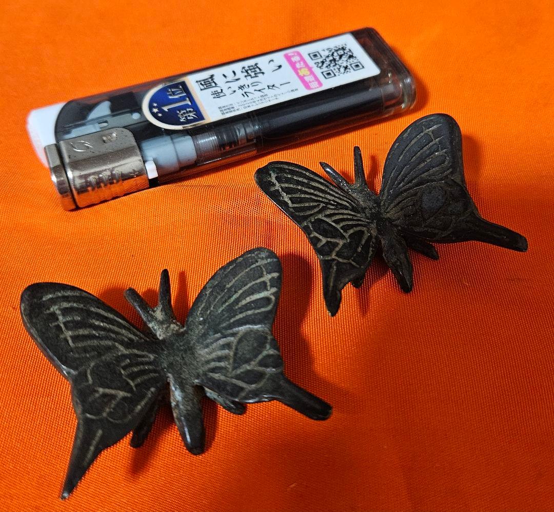 時代古作品❗】古銅唐金 銅製 蝶型 筆架 筆置 文鎮 文房具 文房四宝