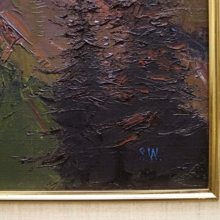 若井繁雄10号油彩画 油絵 絵画 肉筆画 原画 高級額装 アート 風景画 古