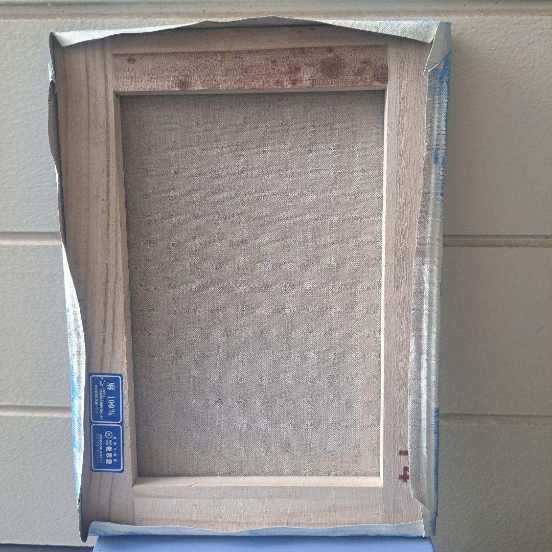 キャンバス油絵 専用 青い背景のコップに入れた野のお花 抽象静物画