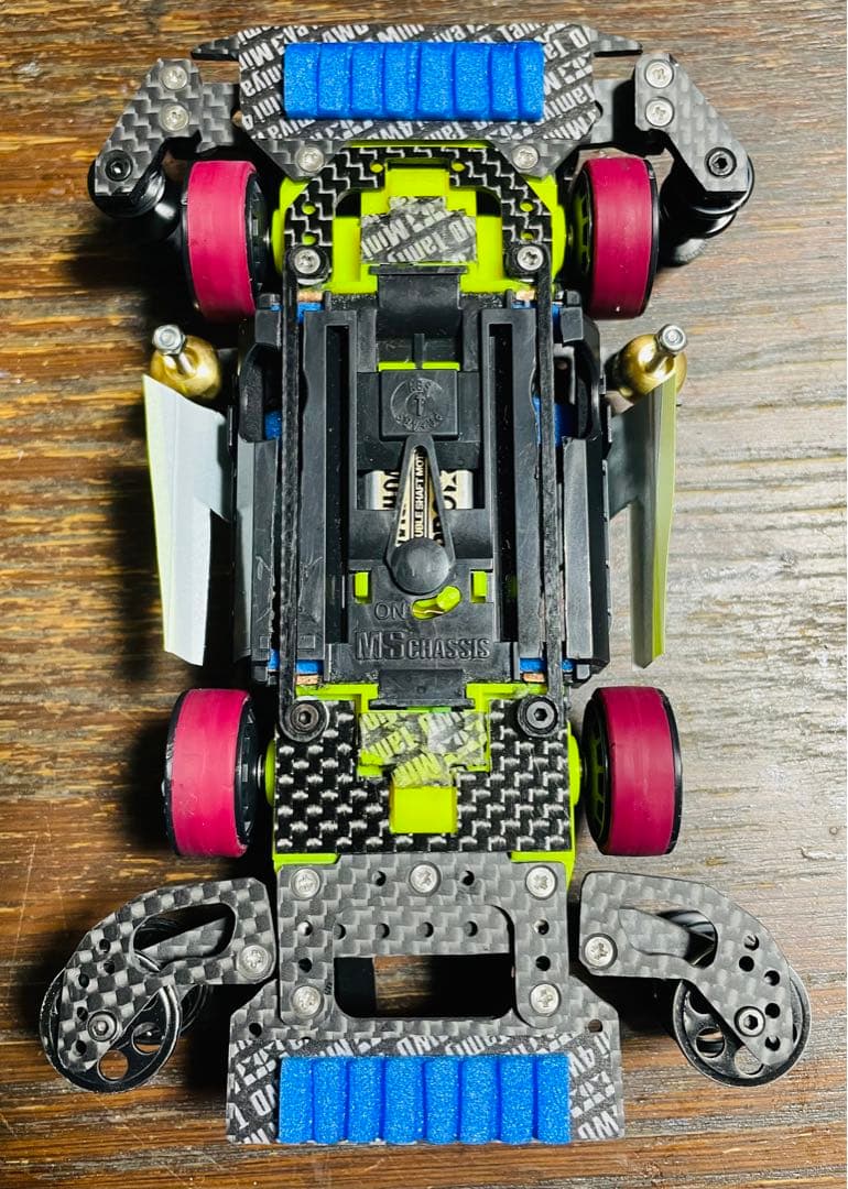 ミニ四駆MSスギヤマ式フレキ橋渡し鳥居残し2軸スラダン1軸アンカー