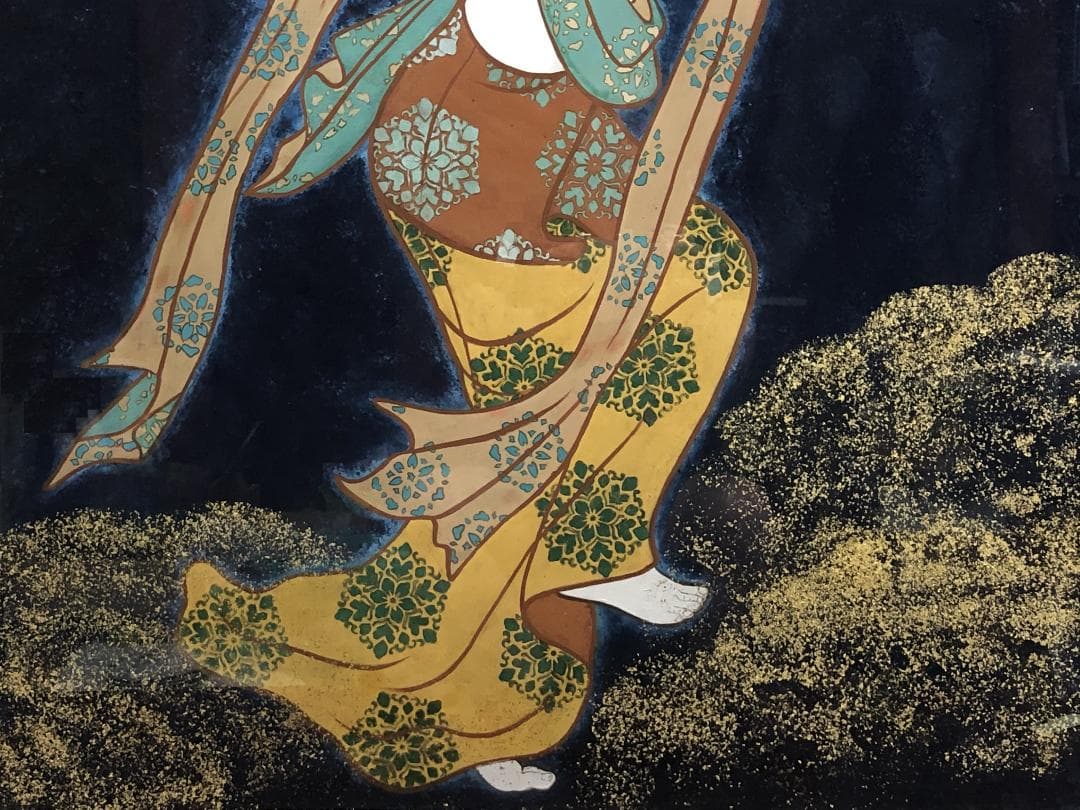 月光菩薩・観音図 】 肉筆 大型仏画額 109×92cm 日本画