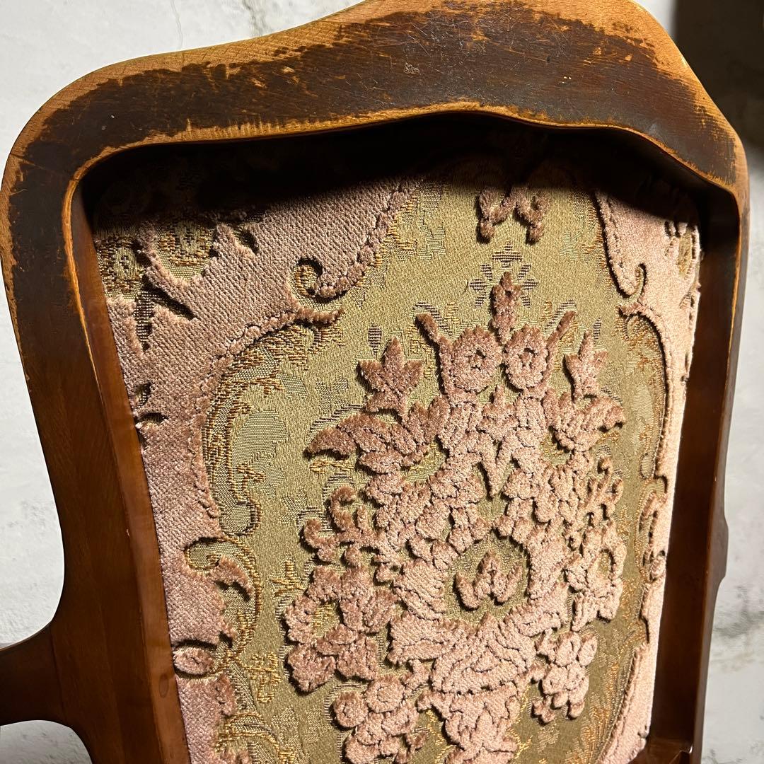 激レア【カリモク】 ロココ調 猫脚 ヴィンテージチェア 椅子 金華山織②