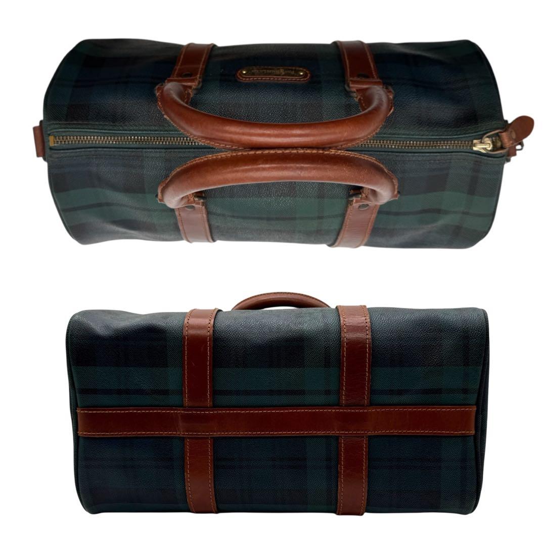 美品 ポロラルフローレン ミニボストン バッグ グリーン チェック柄