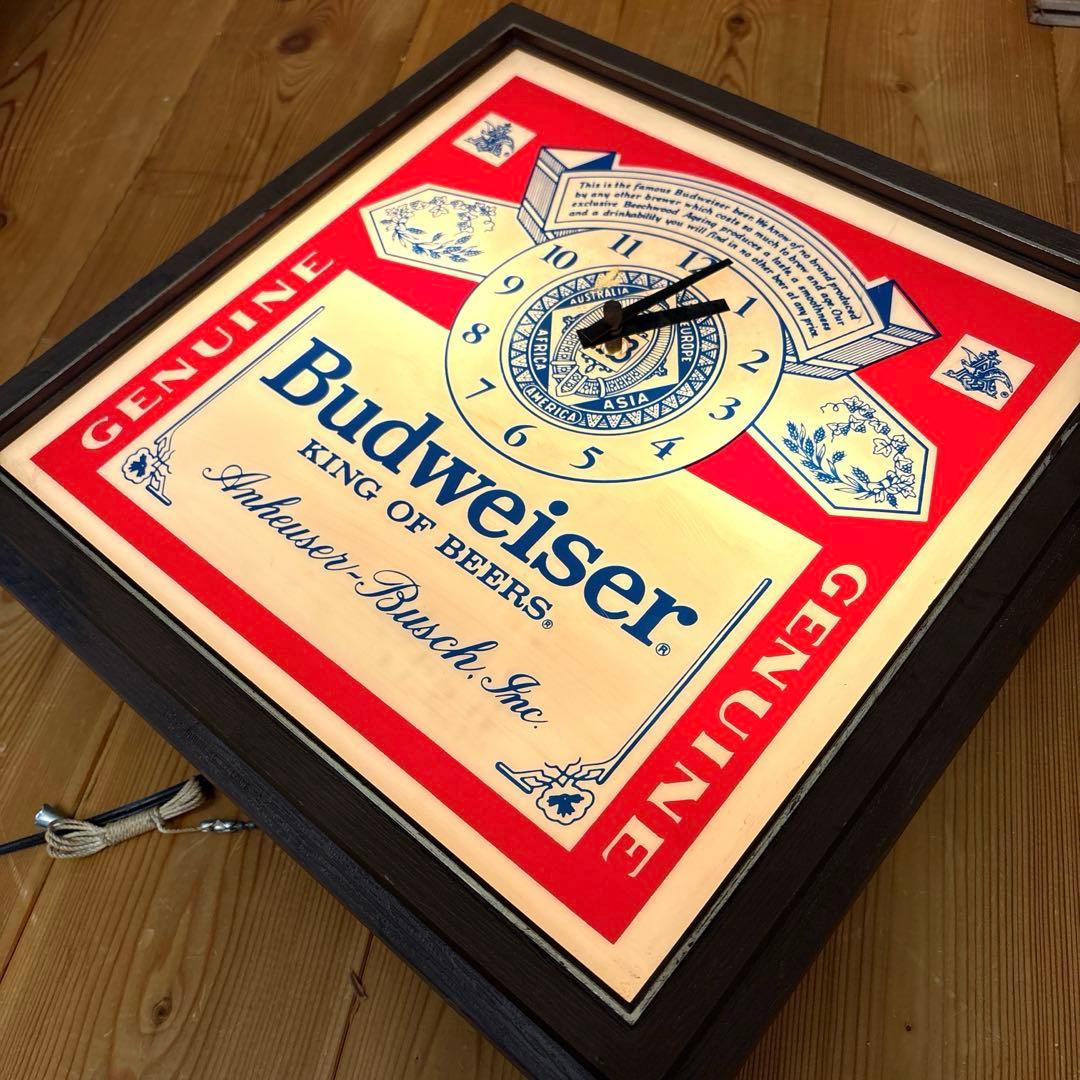 81年 バドワイザー ライトアップ 看板 時計 クロック バーランプ ガレージ
