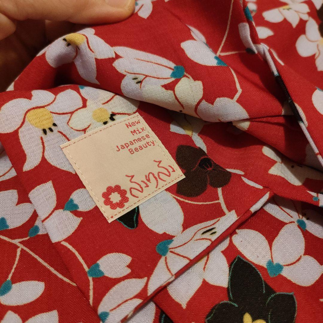 最終値下げ！！ふりふ　オリジナル　浴衣　ポリエステル100％　赤　花柄