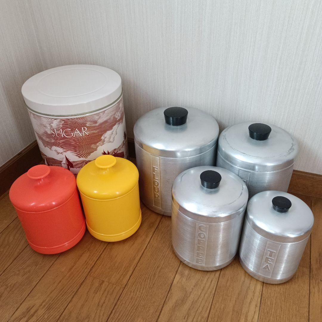 ヴィンテージ キャニスター レトロキッチン容器 7点 アルミ製